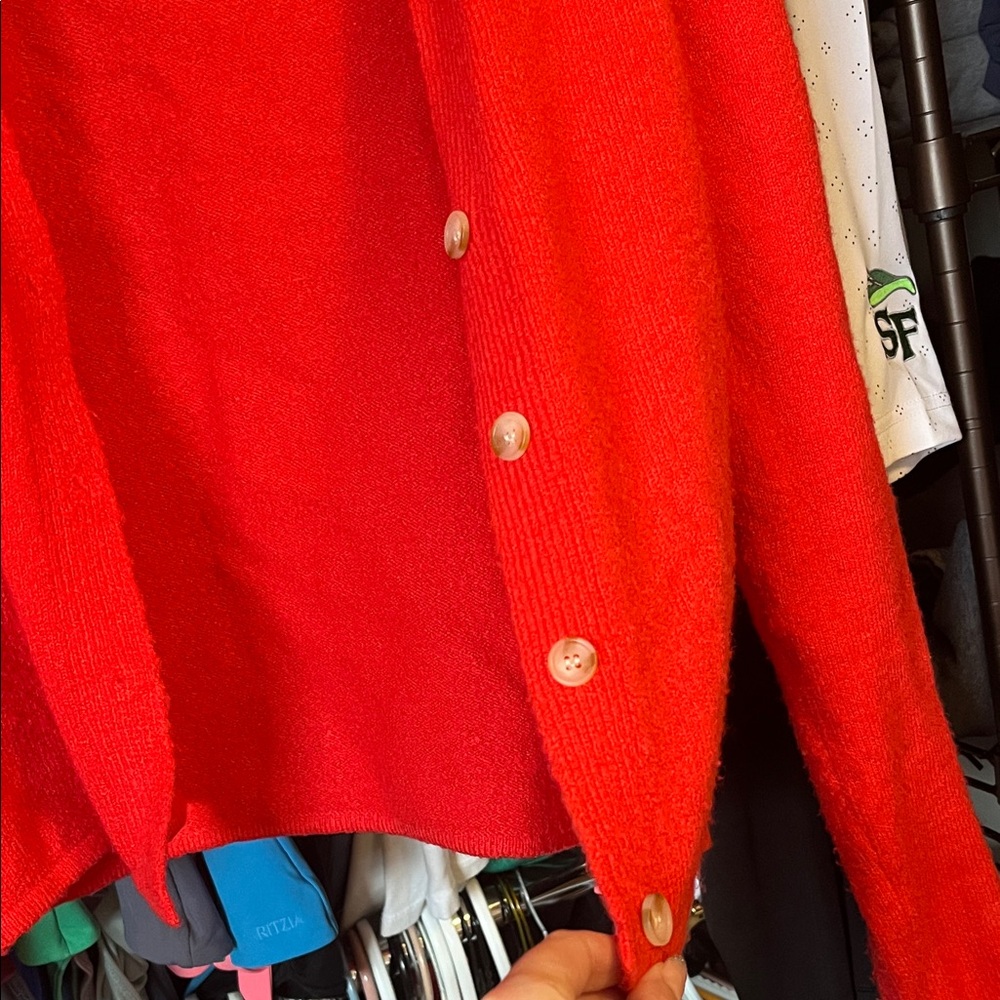 Trendy Red Button Up - Picture 3 of 4